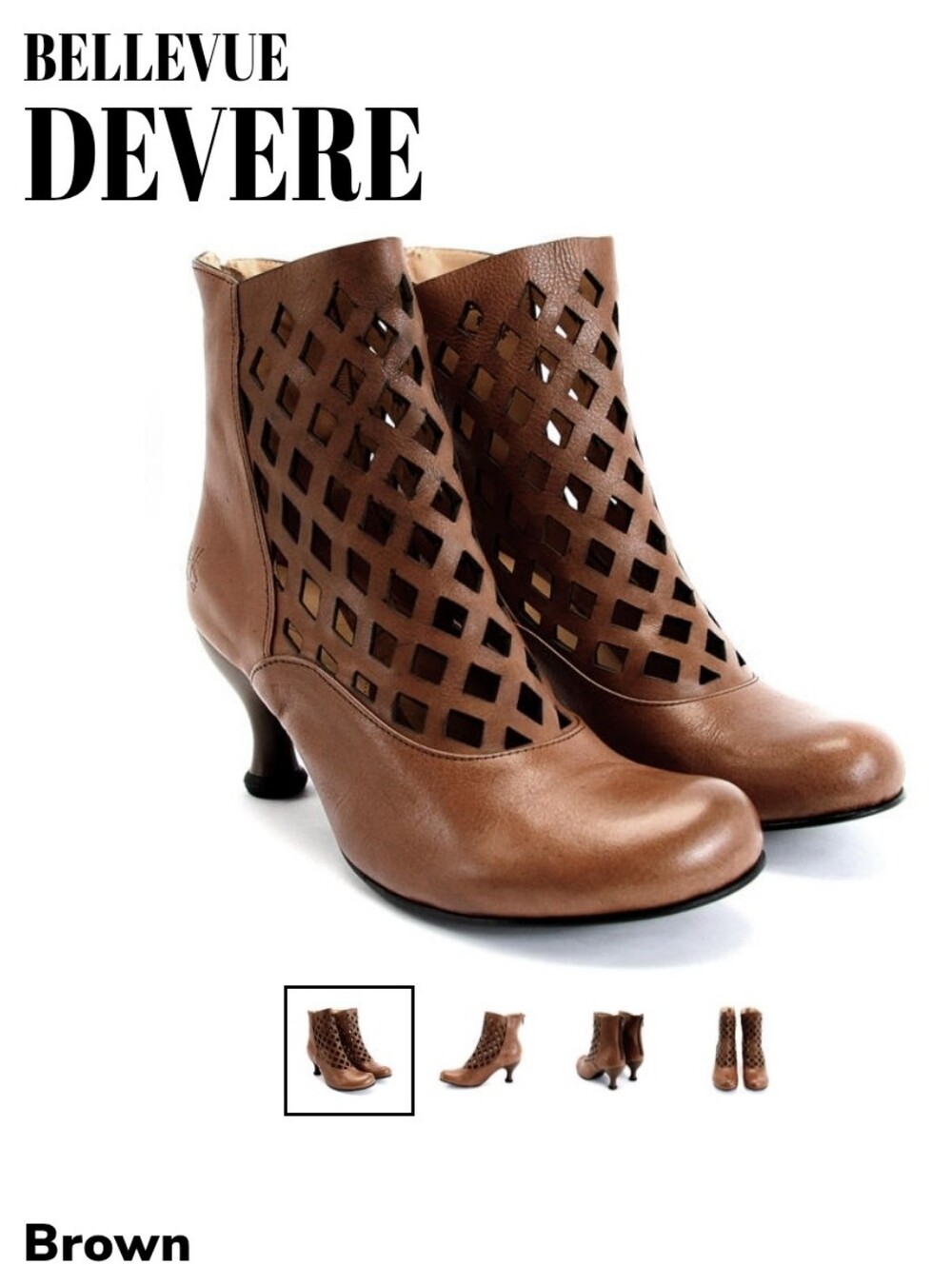 Fluevog Bellevue DeVere Tan Cutout Ankle Boots